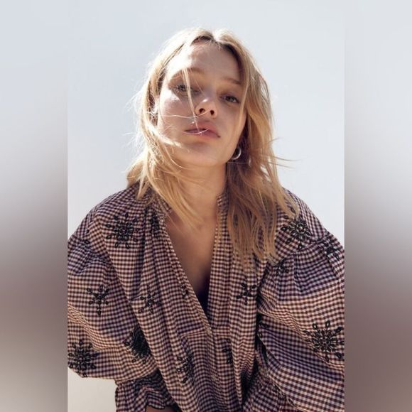 NEW Zara Plaid Top - Picture 2 of 4